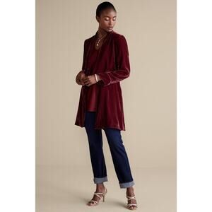 Soft Surroundings Women's Red Aria Velvet Long Sleeves Jacket Size XS